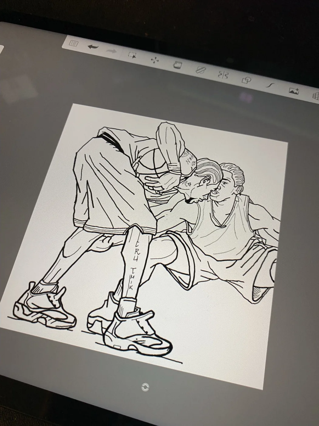 A hand-drawn illustration on a tablet