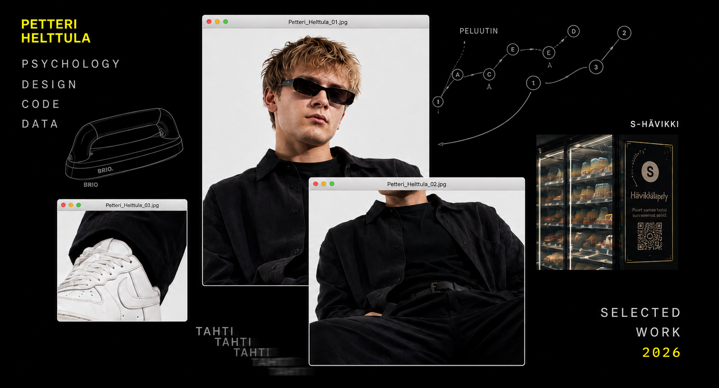 A collage of selected work across psychology, design, code, and data